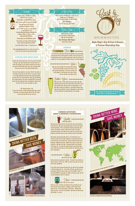 Cask and Keg Brochure, Postcard, Gift Card, and Menu design