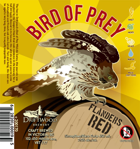 Design and Illustration for Driftwood Brewery's Bird of Prey, flanders red