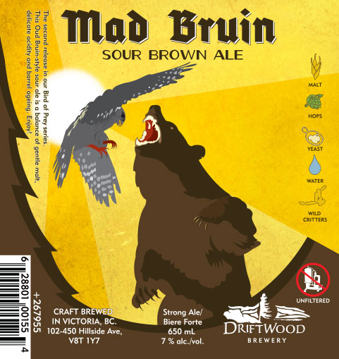Design and Illustration for Driftwood Brewery's Mad Bruin Sour Brown Ale