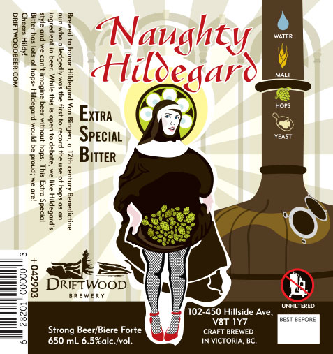 Design and Illustration for Driftwood Brewery's Naughty Hildegard
