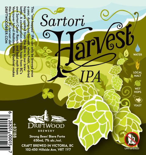 Design and Illustration for Driftwood Brewery's Sartori Harvest IPA