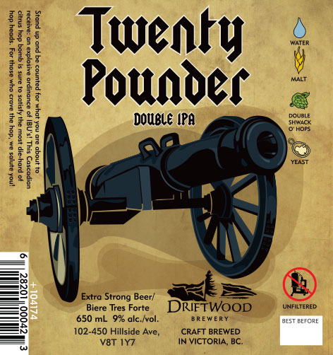 Design and Illustration for Driftwood Brewery's Twenty Pounder Double IPA