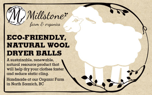 Millstone wool Dryer Ball label design