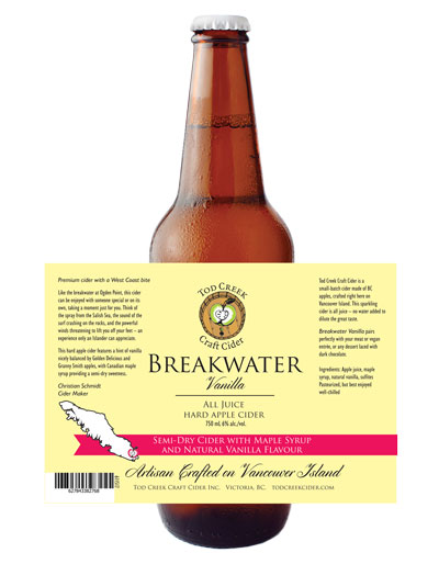 Tod Creek 650 mL bottle design, Breakwater