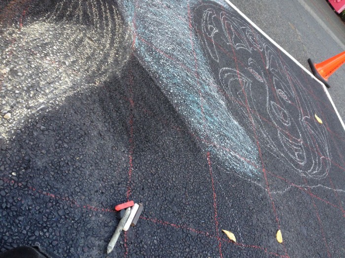 Chalk Festival - starting out, plotting the outline