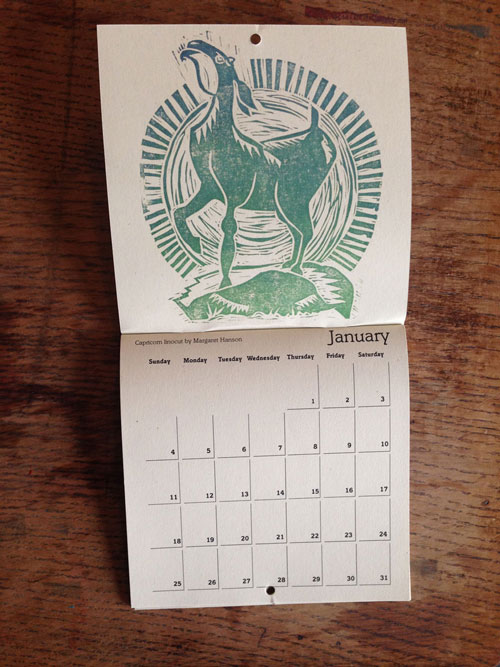 Linocut Illustration calendar