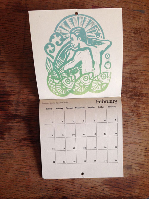 Linocut Illustration calendar