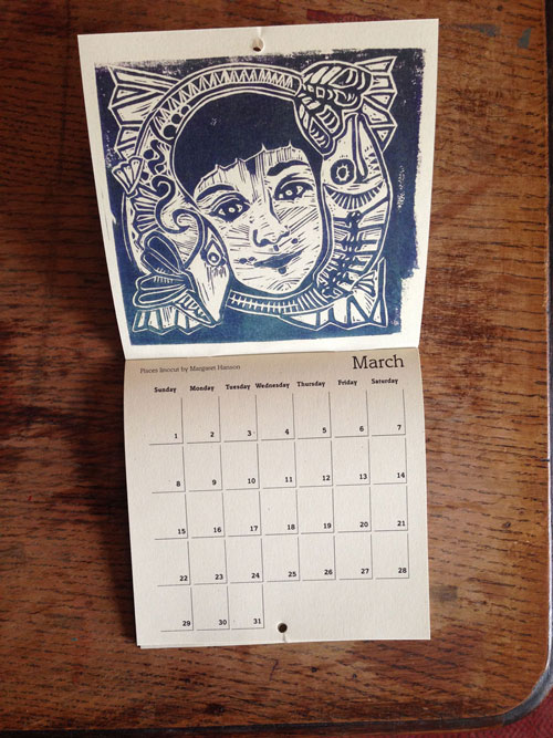 Linocut Illustration calendar