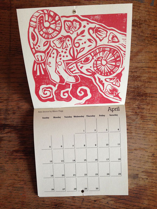 Linocut Illustration calendar