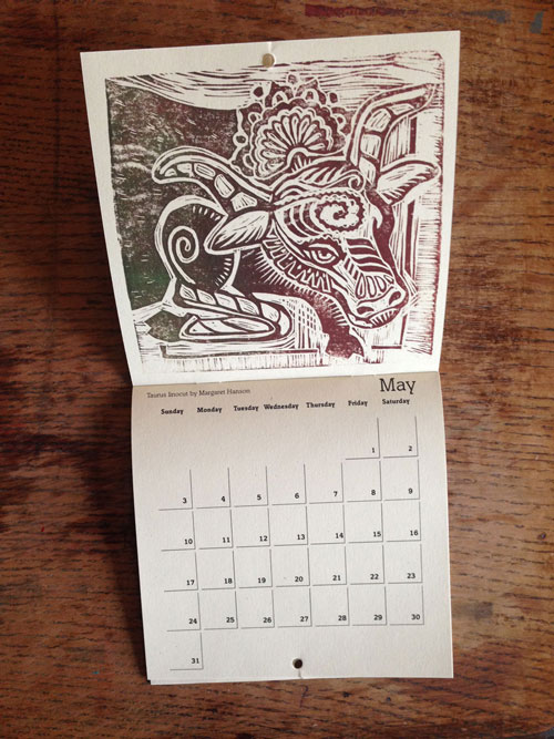 Linocut Illustration calendar