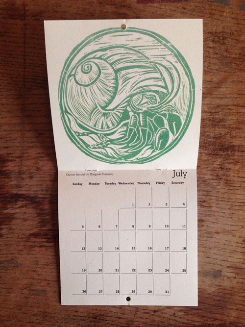 Linocut Illustration calendar