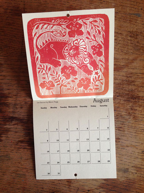 Linocut Illustration calendar