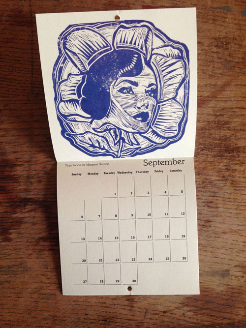 Linocut Illustration calendar