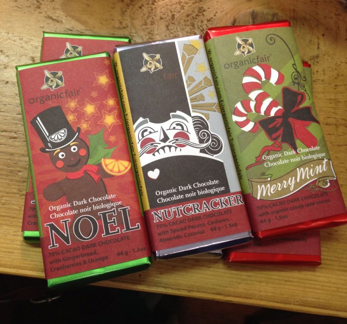 Design for Organic Fair's Holiday bars - reorientation to vertical layout