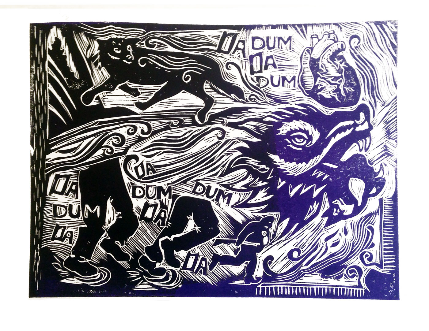 The wolf linocut The wolf linocut
