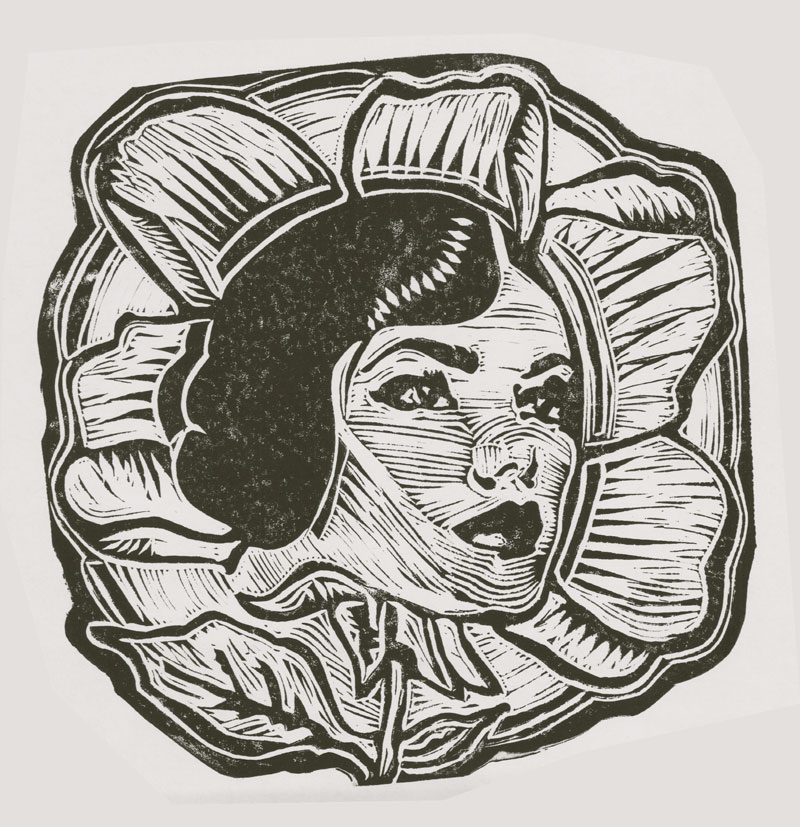 Virgo Linocut; 6" x 6"