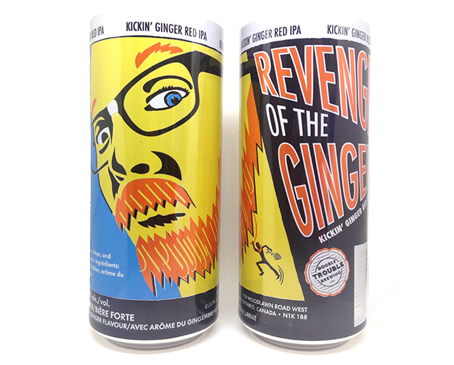 Design and illustration for Double Trouble Brewing's Revenge of the Ginger