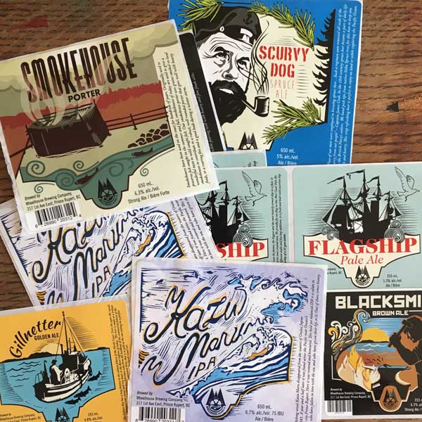 Wheelhouse Brewing Company's printed labels