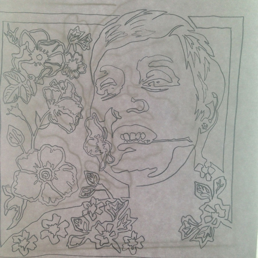 Margaret Hanson Linocut Selfie