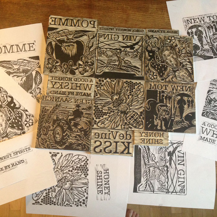Linocut Illustrations for deVine Spirits