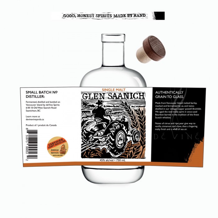 Label Design for deVine Spirits - Single Malt Glen Saanich