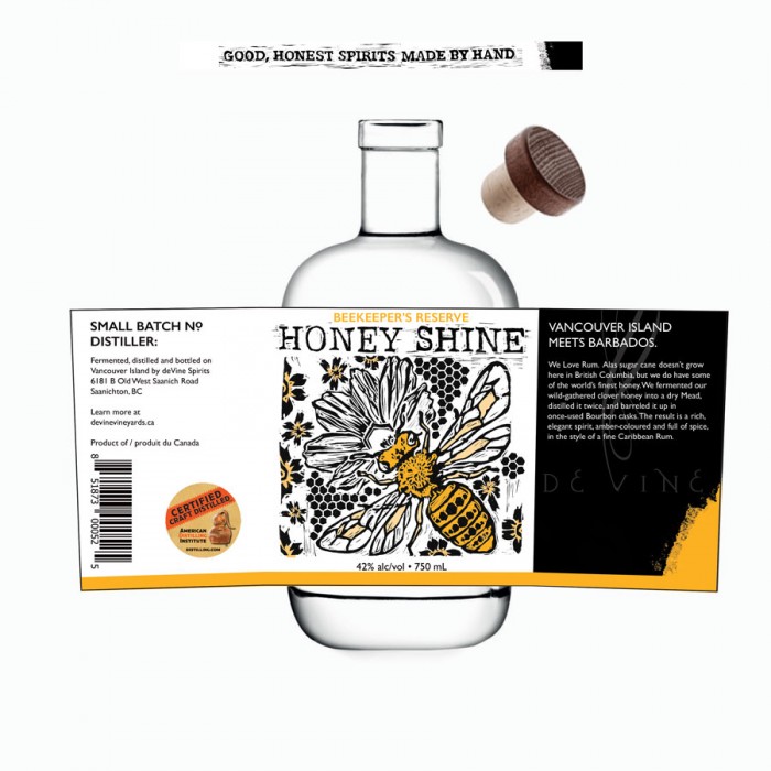 Label Design for deVine Spirits - Honey Shine