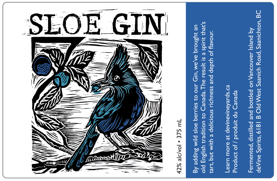 Design and Linocut Illustration for Sloe Gin