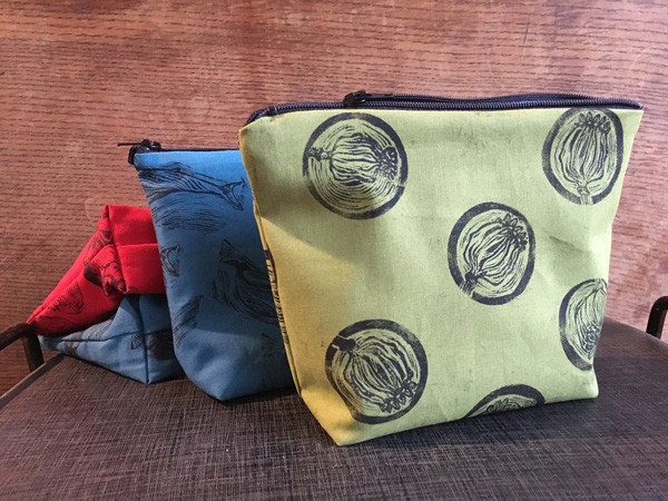 linocut pencil cases
