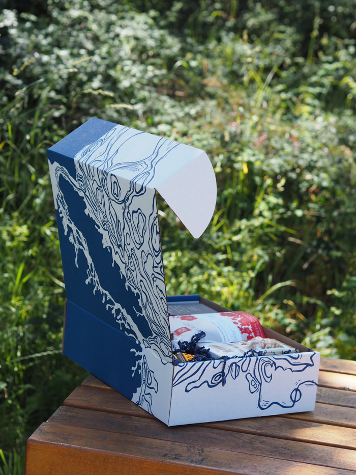 Linocut Box design for Vancouver Island Gift Basket