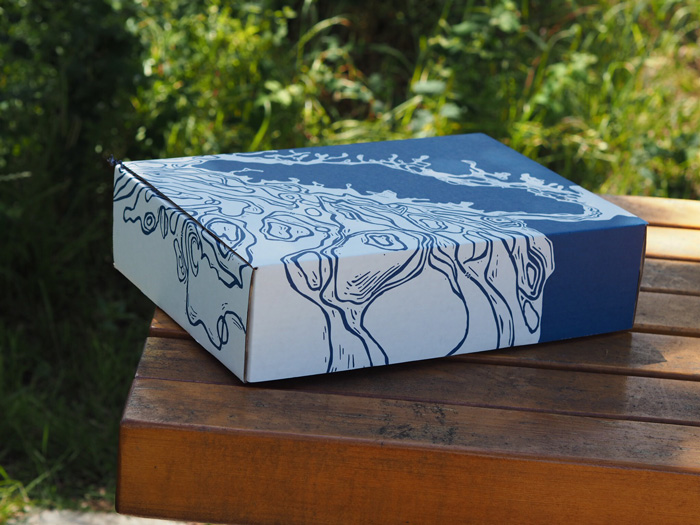 Linocut Box design for Vancouver Island Gift Basket