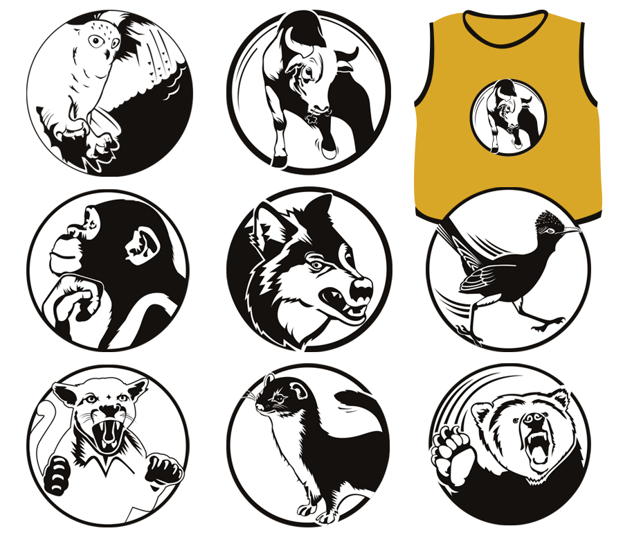 Animal illustrations for kids sports instruction