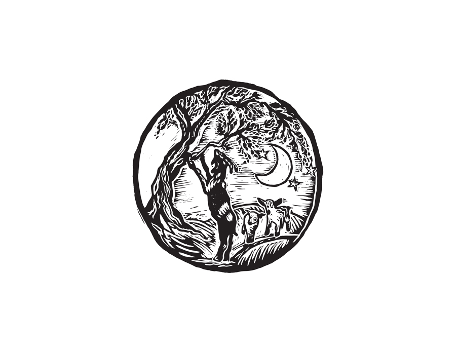 Linocut logo design for Dreaming Goat Dairy, Australia