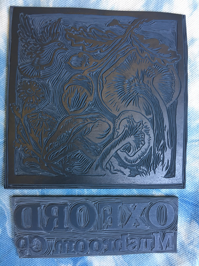 Oxford Mushroom Co. Linocut Logo Design