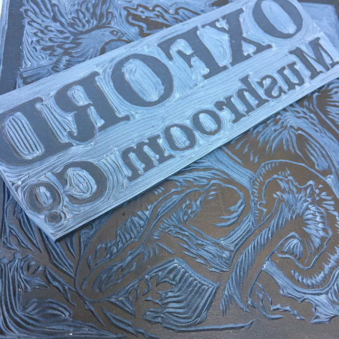 Oxford Mushroom Co. Linocut Logo Design