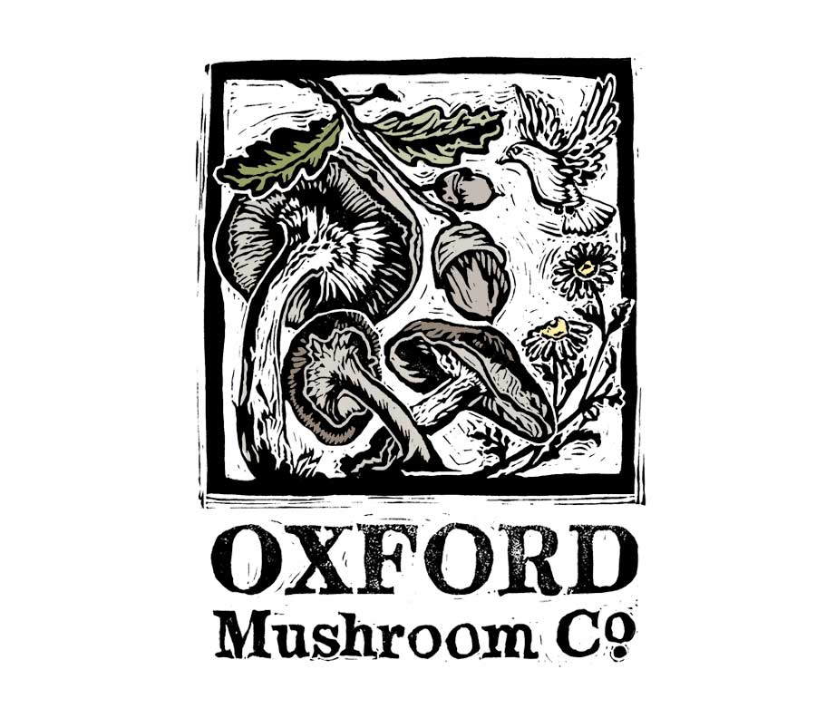 Oxford Mushroom Co. Linocut Logo Design