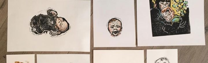 Linocut portraits of my baby Linocut portraits of my baby