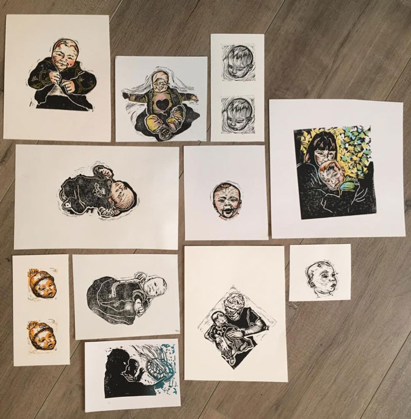 Margaret Hanson Baby Linocut Illustrations